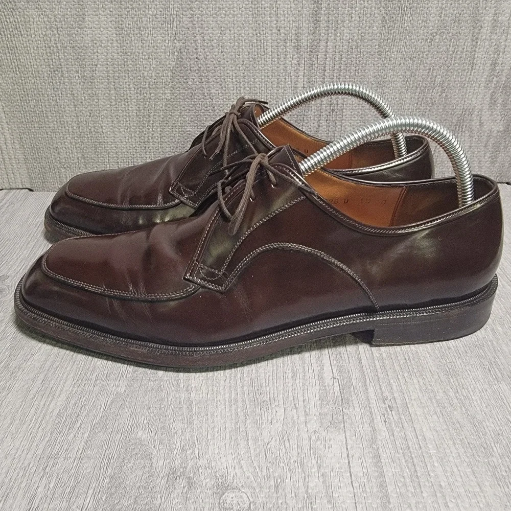 Salvatore Ferragamo Shoes Mens 9.5 D Brown Apron Toe Derby Italy UG10216